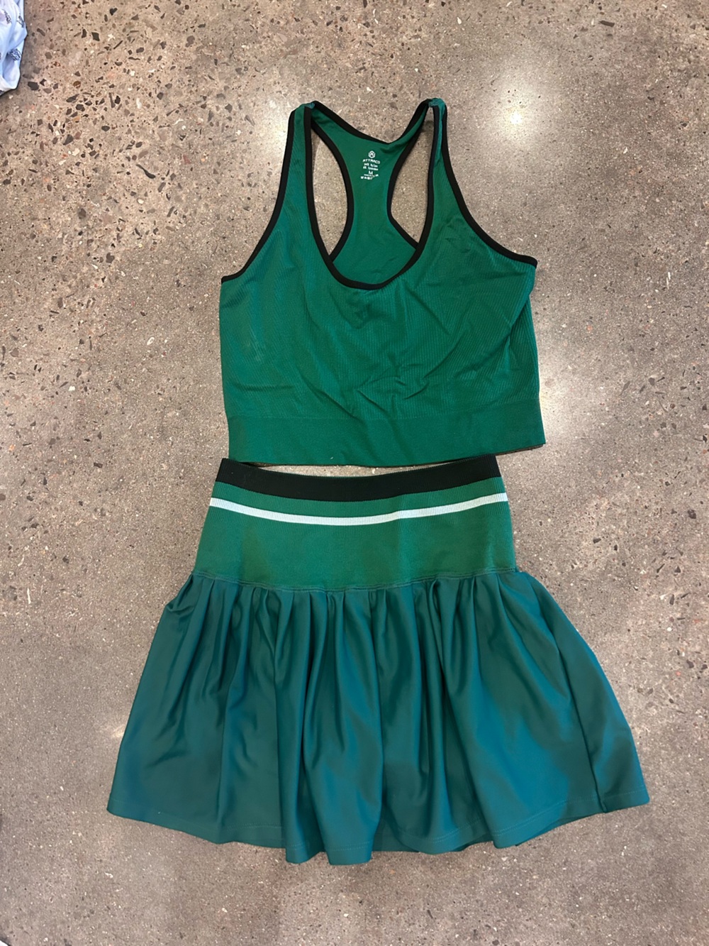 Trac Green Athletic two-Piece with Striped Waistband
